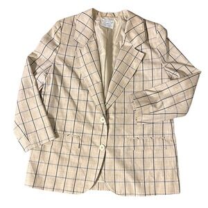 Pendleton Blazer 14W Window Pane Check Preppy Academia Poly/Silk Vintage USA